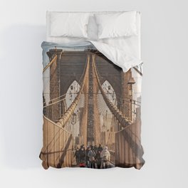 Brooklyn Bridge Golden Hour | Travel Photography in New York City Duvet Cover