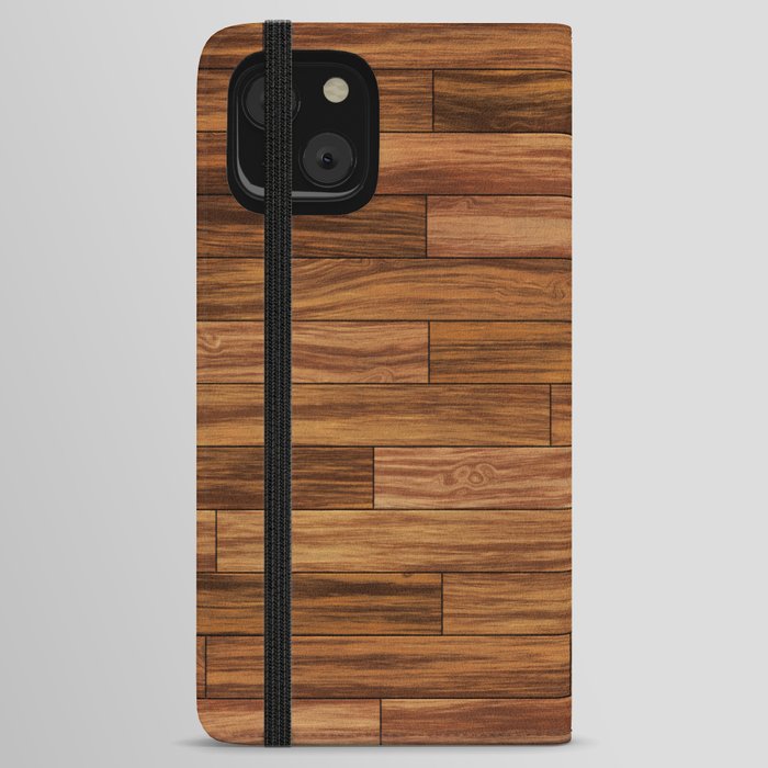 Brown wood board iPhone Wallet Case