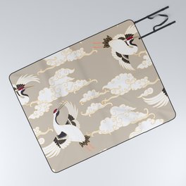 Japanese cranes - light Picnic Blanket