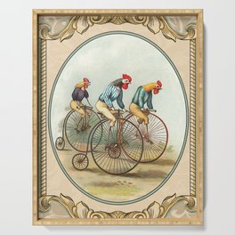 Vintage Rooster bike race Serving Tray