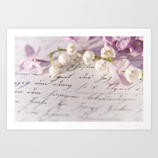 Loveletter - Springflower and old letter - Photography Art Print