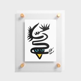 Abstract Snake Bird Minimal Style Line in Black and White and Color Floating Acrylic Print