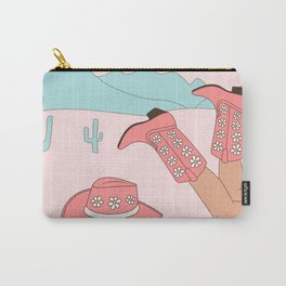 Cute Desert Cowgirl Pink Cowboy Boots Daisy Carry-All Pouch