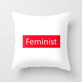 Feminist Red Rectangle Throw Pillow