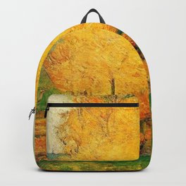 Classical Masterpiece 'By the Stream - Autumn' by Paul Gauguin Backpack | Yellowmaple, Autumnleaves, Gauguin, Aspen, Countryside, France, Landscape, Painting, Paulgauguin, Curated 