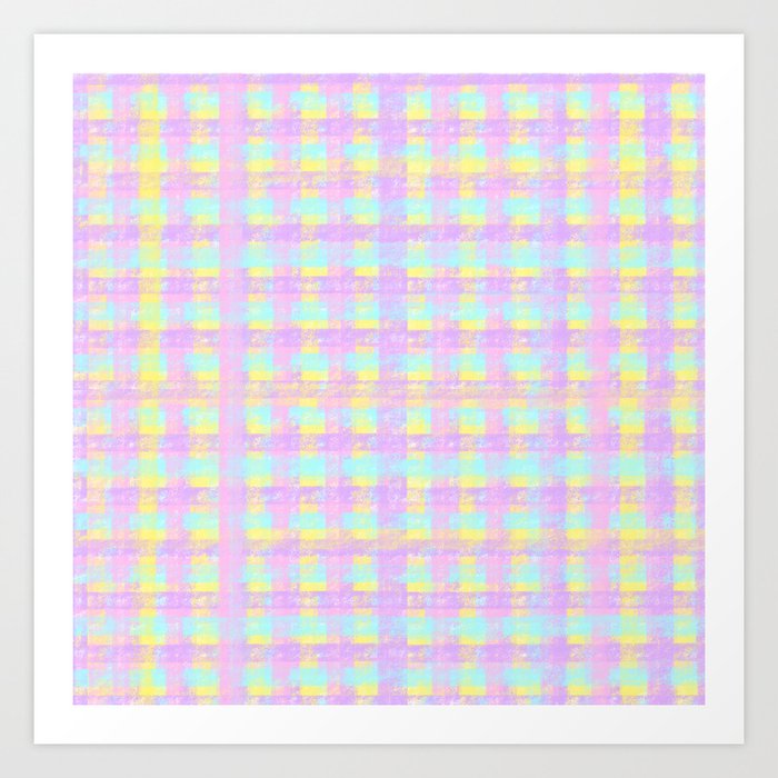Pastel Rainbow Gingham, Straight Plaid Art Print