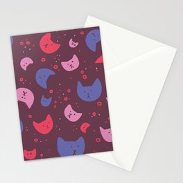 Cat heads on a rose background Stationery Card