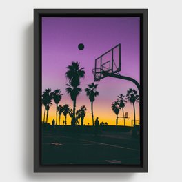 Los Angeles Purple and Gold Sunset Venice Beach Basketball Court Framed Canvas