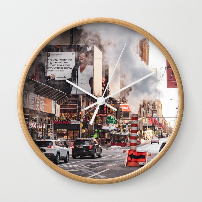New York City Steam in the Street | Photography Wall Clock