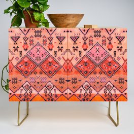 Bohemian Berber Orange Handmade Moroccan Fabric Texture Credenza