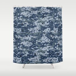 Navy Digital Camo Camouflage Digicam Pattern Military Uniform Shower Curtain
