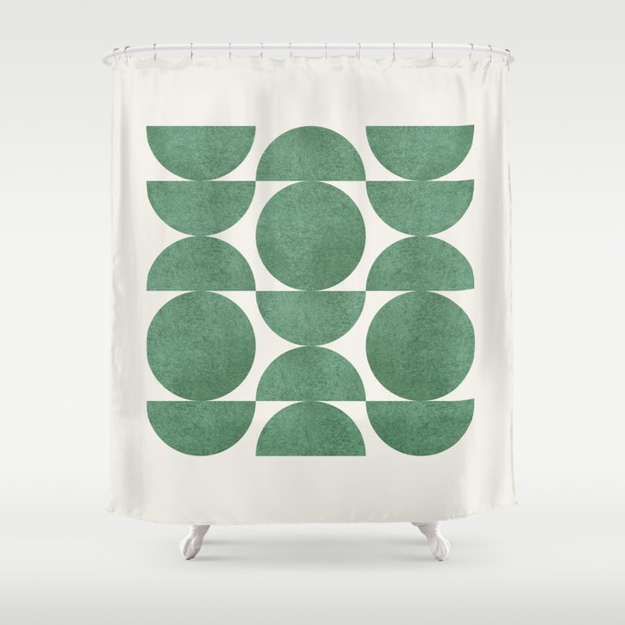 Green Retro Scandinavian - Mid Century Modern Shower Curtain