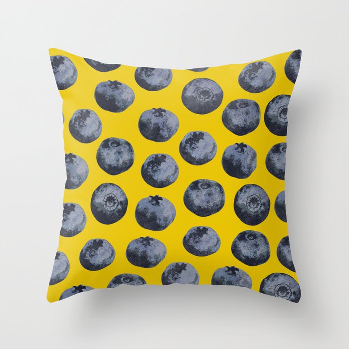 Blueberry pattern Throw Pillow