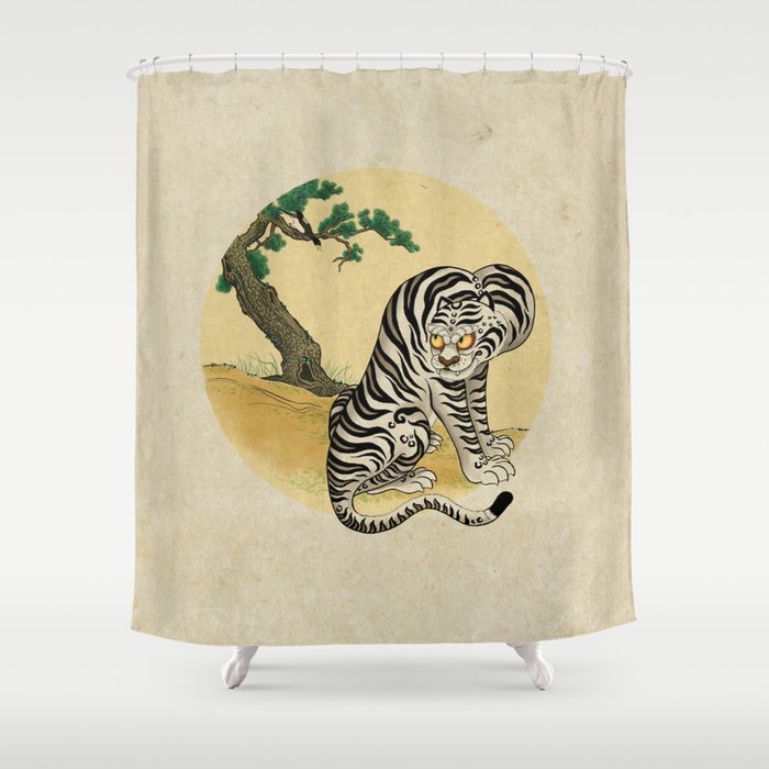 Tiger with magpie type-D : Minhwa-Korean traditional/folk art Shower Curtain