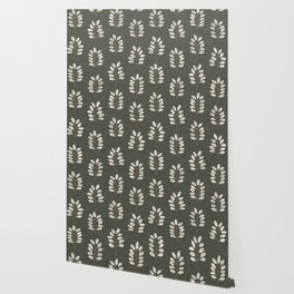 noble branches - olive green Wallpaper