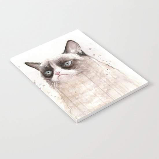 Grumpy Watercolor Cats Notebook