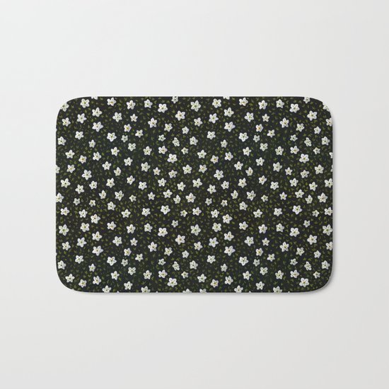 White Spring Flowers Bath Mat