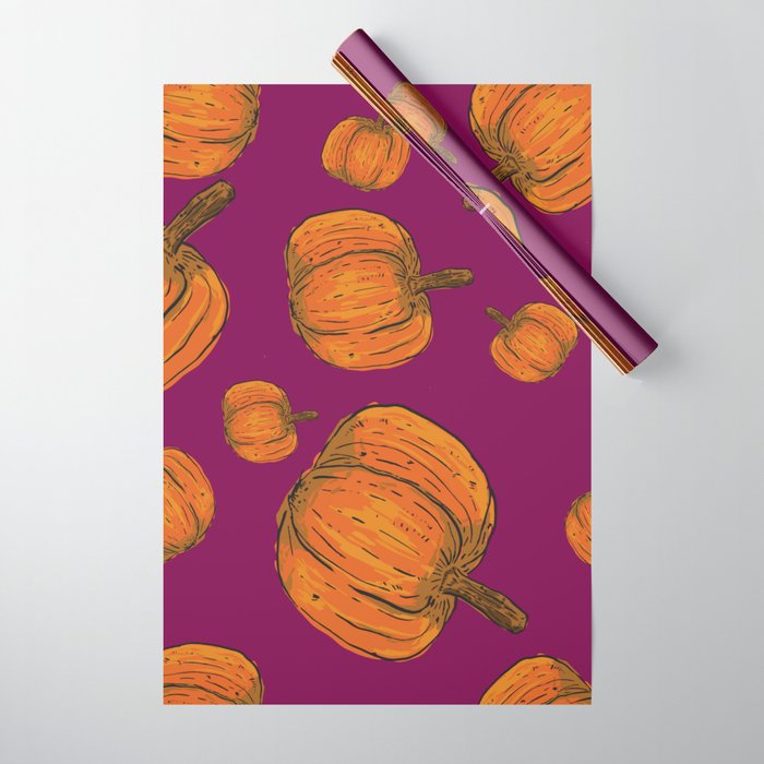 Halloween Pumpkin Background Seamless Pattern Wrapping Paper