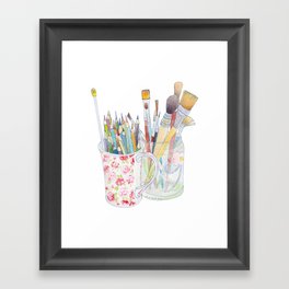 Art Tools: pencils and brushes (ink & watercolour) Framed Art Print