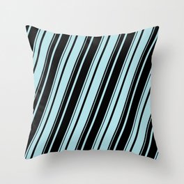 [ Thumbnail: Powder Blue and Black Colored Striped Pattern Throw Pillow ]
