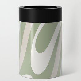 Wavy Loops Retro Abstract Pattern Sage Almond Grey Cream  Can Cooler