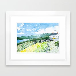 Tumbledown Mountain View, Maine Framed Art Print | Painting, Summer, House, Blue, Tumbledownmountain, Landscapepainting, Watercolor, Happy, Ruralmaine, Decorative 