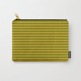 [ Thumbnail: Goldenrod & Green Colored Striped Pattern Carry-All Pouch ]