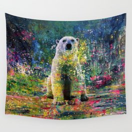 Colorful Polar Bear Watercolor Wall Tapestry