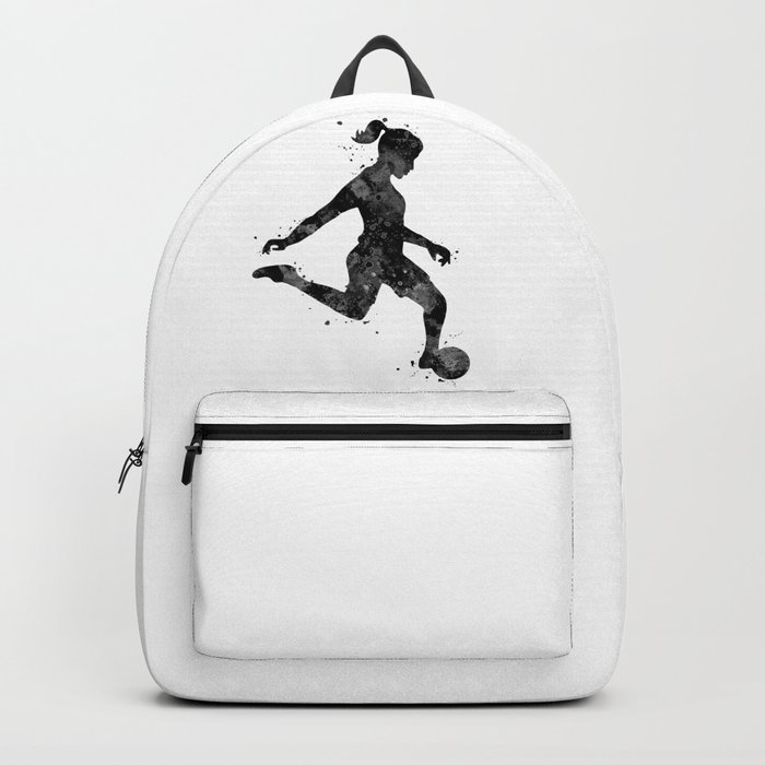 Girl Soccer Player Black And White Watercolor Art Football Gift Backpack