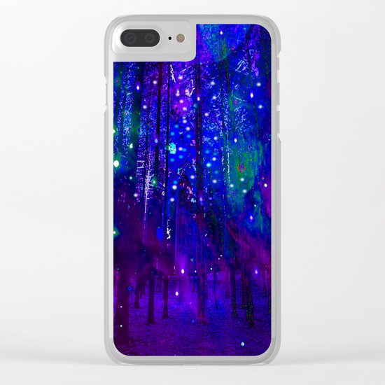 TREES MOON AND SHOOTING STARS Clear iPhone Case