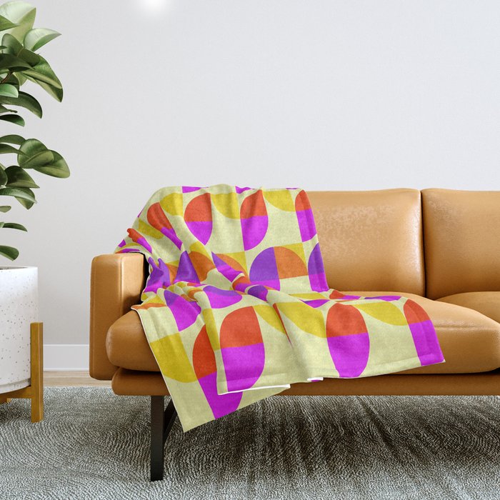 Vintage pattern geometric orange violet  Throw Blanket