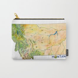 Montana Painted Map Carry-All Pouch | Illustration, Painting, Landscape 
