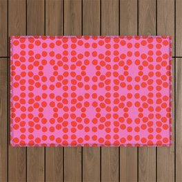 Mid-Century Modern Big Red Dots On Hot Pink Outdoor Rug