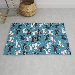 Cats in Colorful Scarves Rug