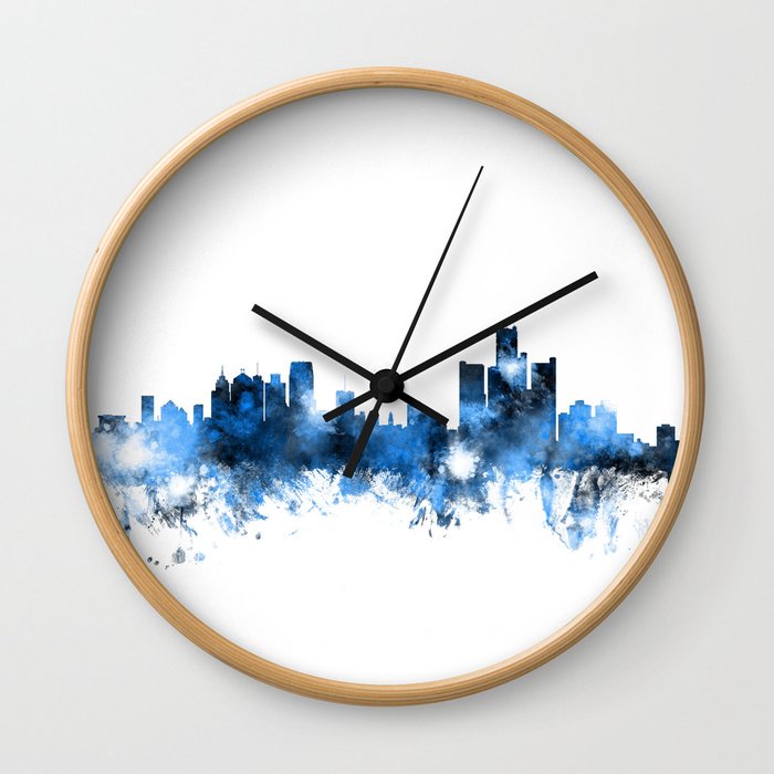Detroit Michigan Skyline Wall Clock