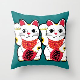  Maneki-Neko Japanese Lucky Cat Throw Pillow
