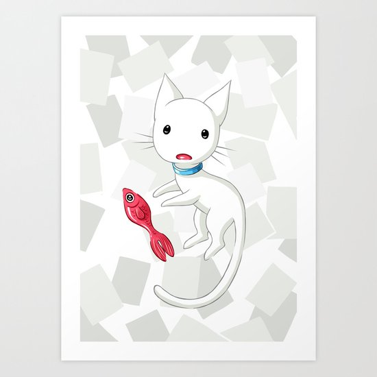 Cat and Fish Art Print