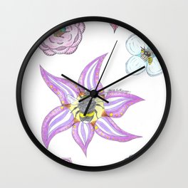 Flowers and Insects Wall Clock