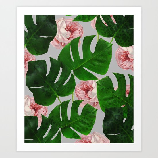 Monstera & Rose Pattern #society6 #decor #buyart Art Print