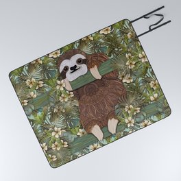 Tropical Sloth Picnic Blanket