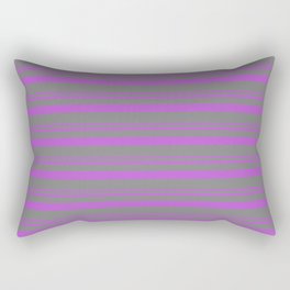 [ Thumbnail: Orchid and Grey Colored Lined Pattern Rectangular Pillow ]