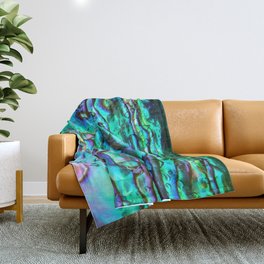 Glowing Aqua Abalone Shell Mother of Pearl Throw Blanket