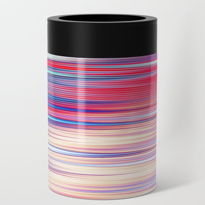 pink abstract with horizontal stripes Can Cooler