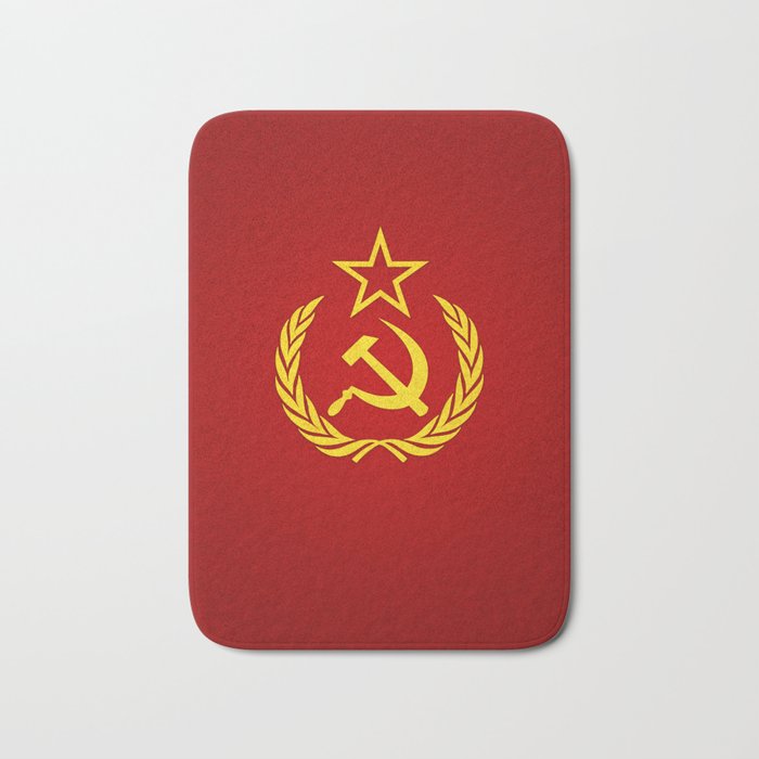 Hammer and Sickle Textured Flag Bath Mat