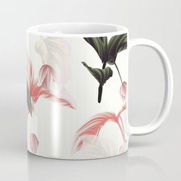 Beautiful medinilla magnifica flowers with leaves seamless pattern Coffee Mug | Watercolor, Graphicdesign, Pattern, Blooming, Vintage, Retro, Blossom, Medinilla, Flowers, Leaves 