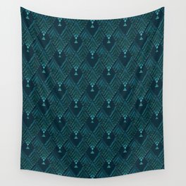 Elegant Retro Art Deco Pattern In Shimmering Turquoise Wall Tapestry