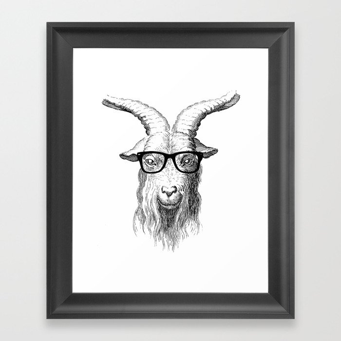 Hipster Goat Framed Art Print