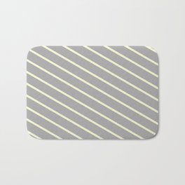 [ Thumbnail: Light Yellow and Dark Gray Colored Stripes Pattern Bath Mat ]