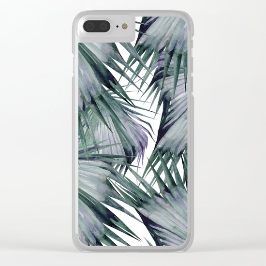 Tropical Leaves Green Clear iPhone Case
