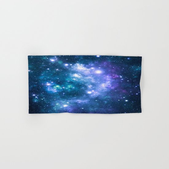 Violet Teal Galaxy Nebula Hand & Bath Towel